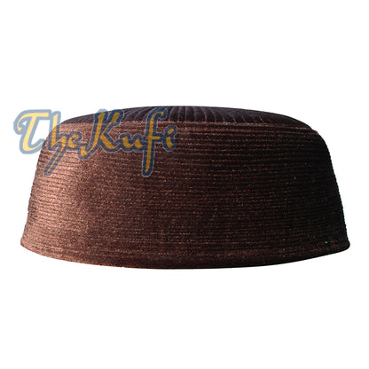 Dark Brown Rigid Velvet Turkish Chechen Style Kufi Hat