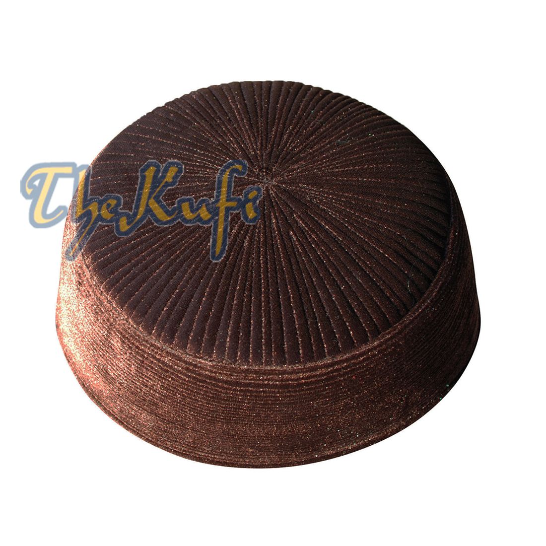 Dark Brown Rigid Velvet Turkish Chechen Style Kufi Hat