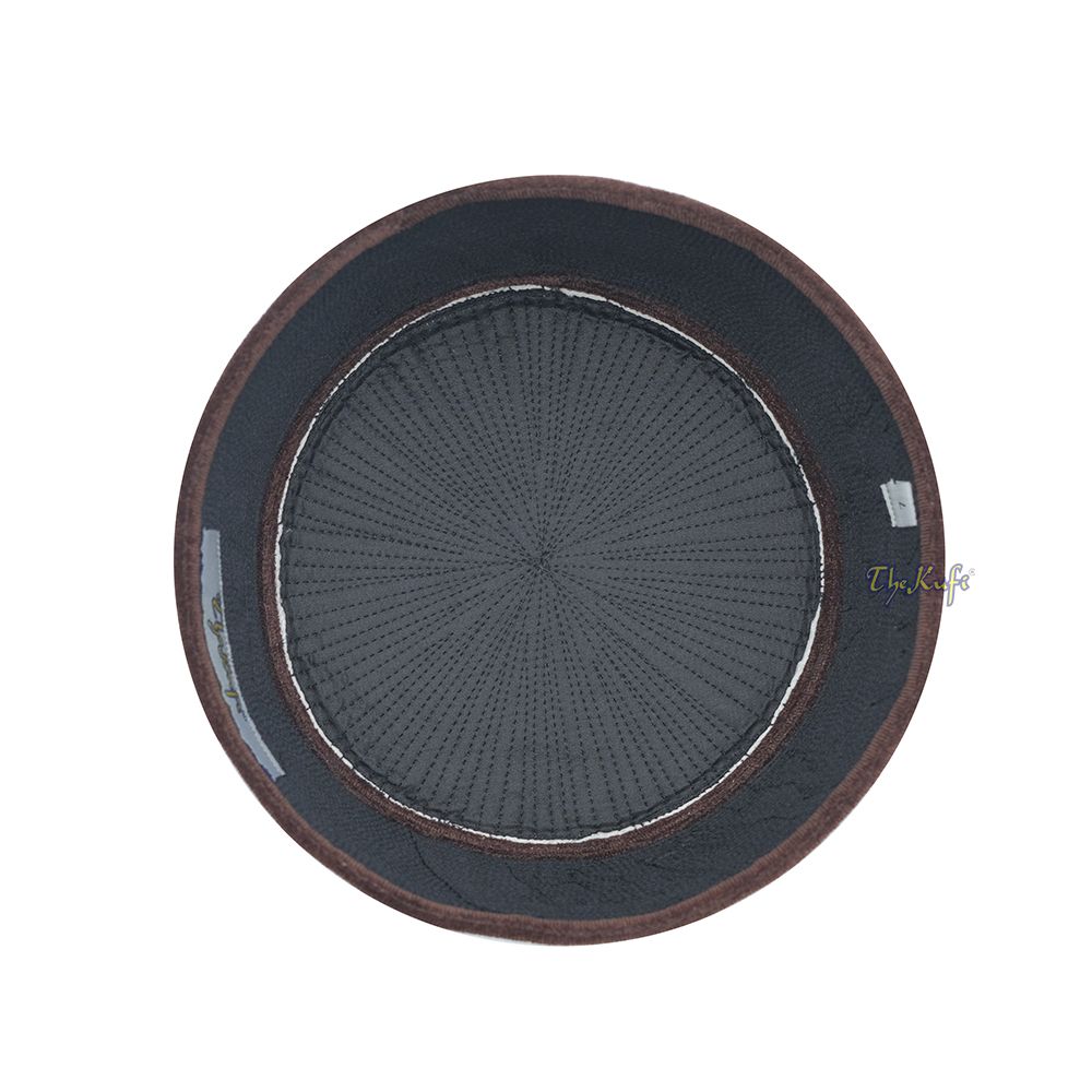 Premium Dark Brown Handmade Rigid Velvet Turkish Chechen Style Kufi Hat