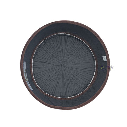 Premium Dark Brown Handmade Rigid Velvet Turkish Chechen Style Kufi Hat