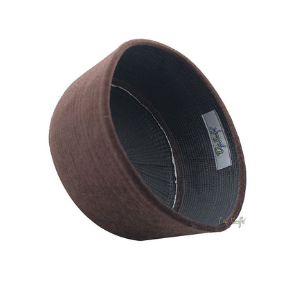 Premium Dark Brown Handmade Rigid Velvet Turkish Chechen Style Kufi Hat