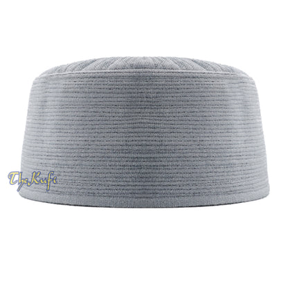 Gray Rigid Velvet Turkish Chechen Style Kufi Hat