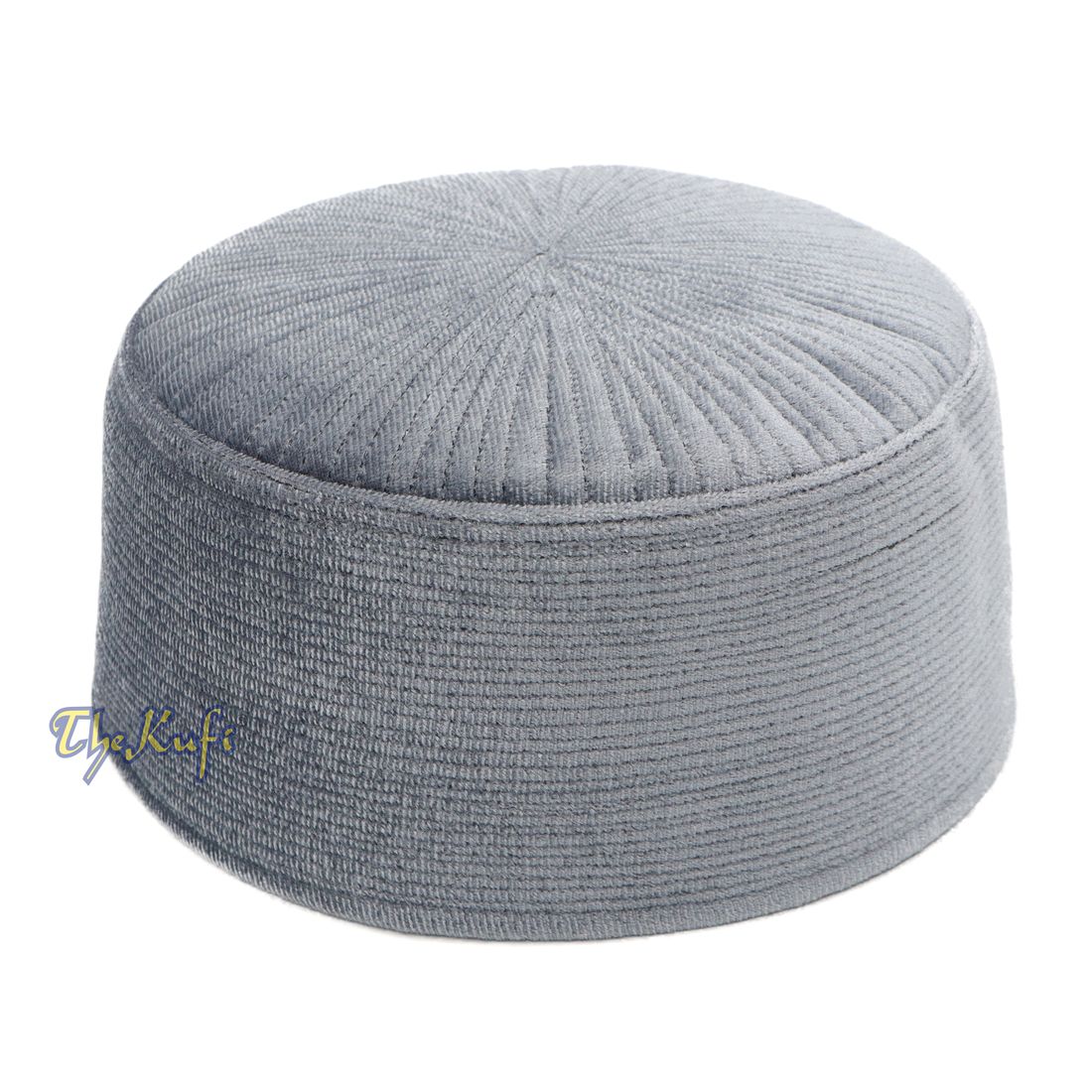 Gray Rigid Velvet Turkish Chechen Style Kufi Hat