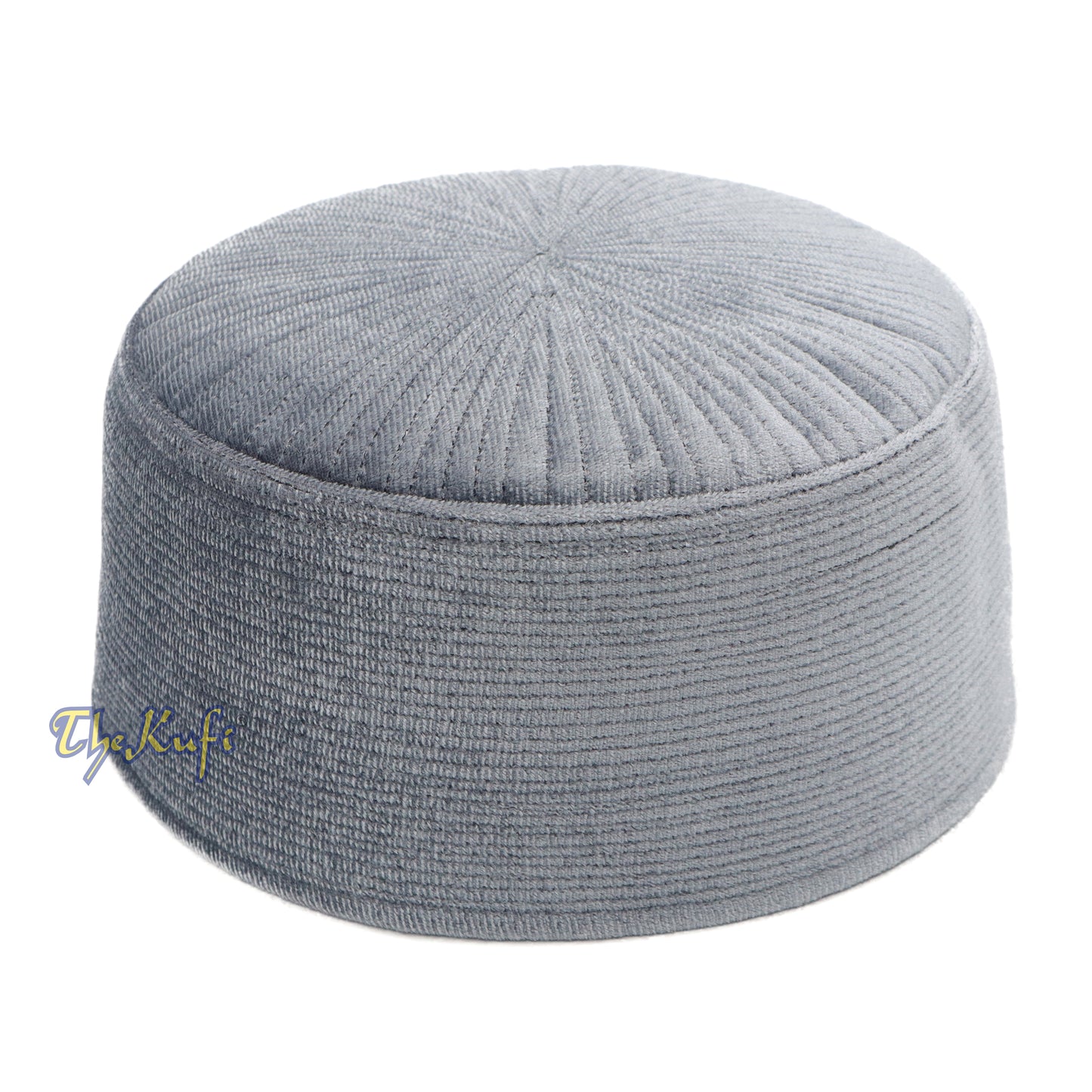 Topi Kufi Gaya Chechen Turki Beludru Abu-abu Premium dari Pria Muslim