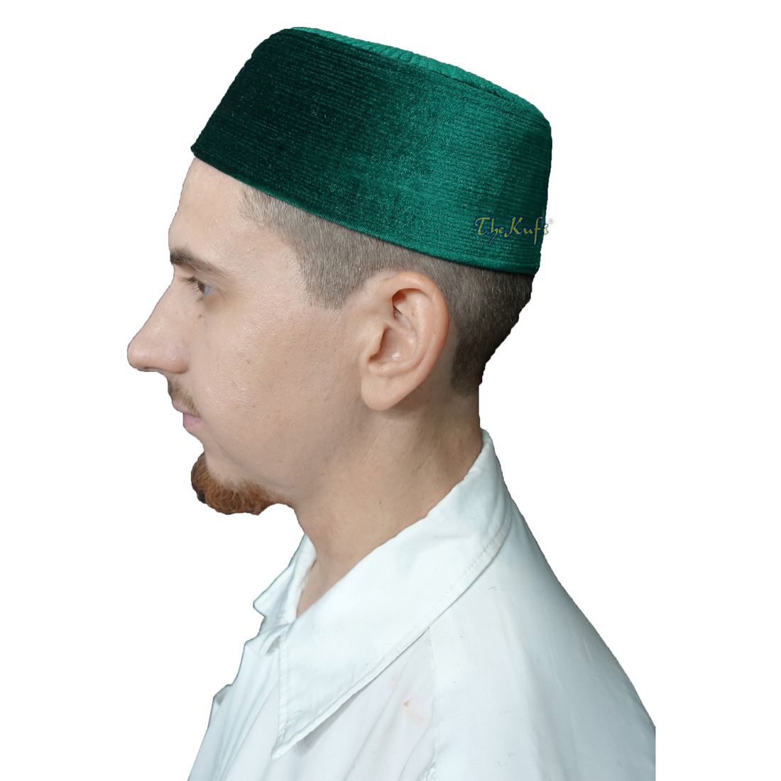 Dark Green Rigid Velvet Turkish Chechen Style Kufi Hat