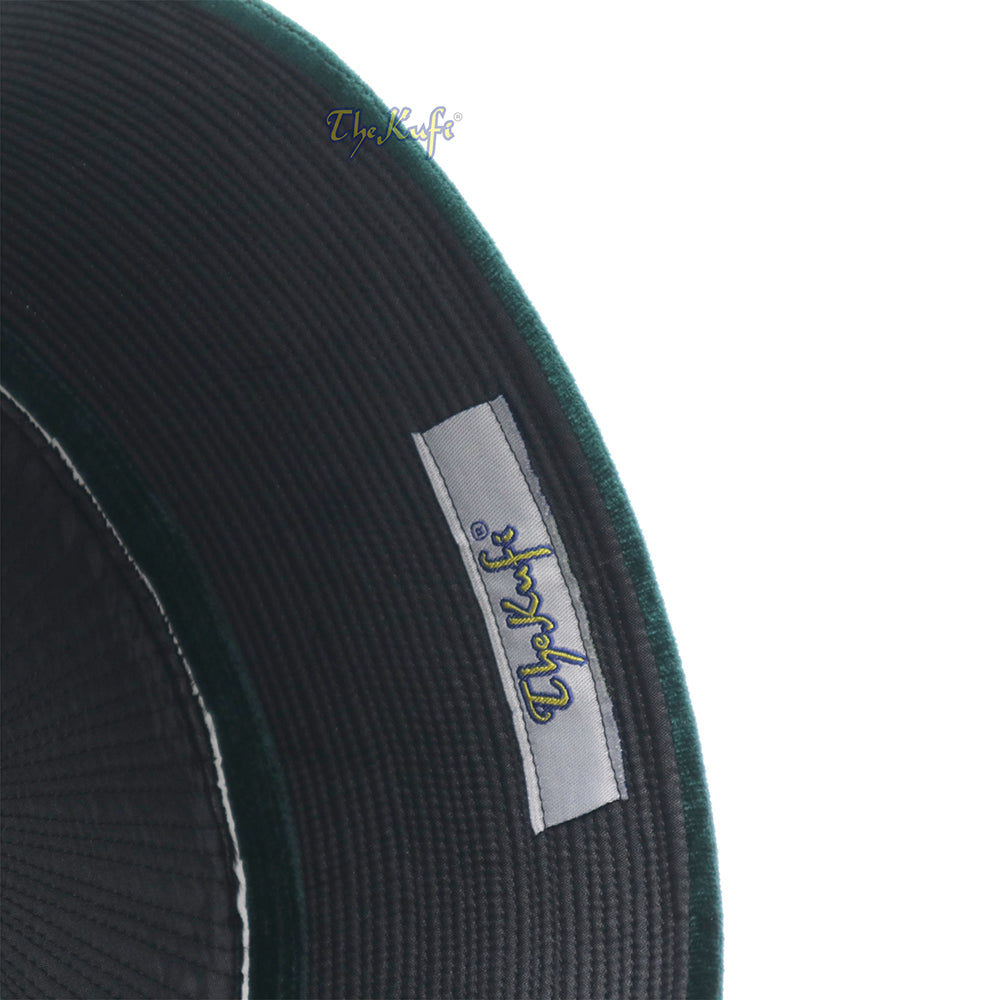 Premium Dark Green Rigid Velvet Turkish Chechen Style Kufi Hat