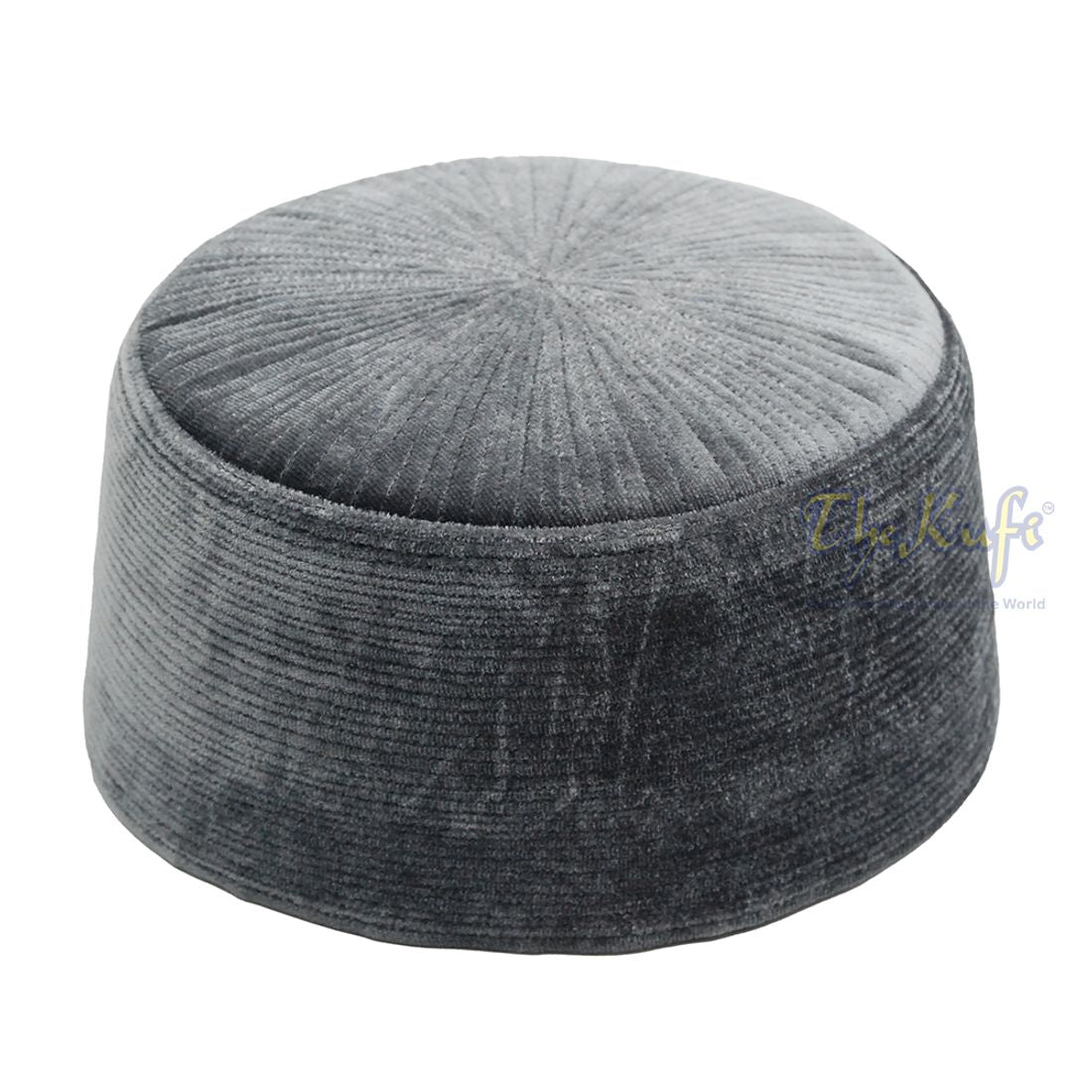 Dark Gray Rigid Velvet Turkish Chechen Style Kufi Hat