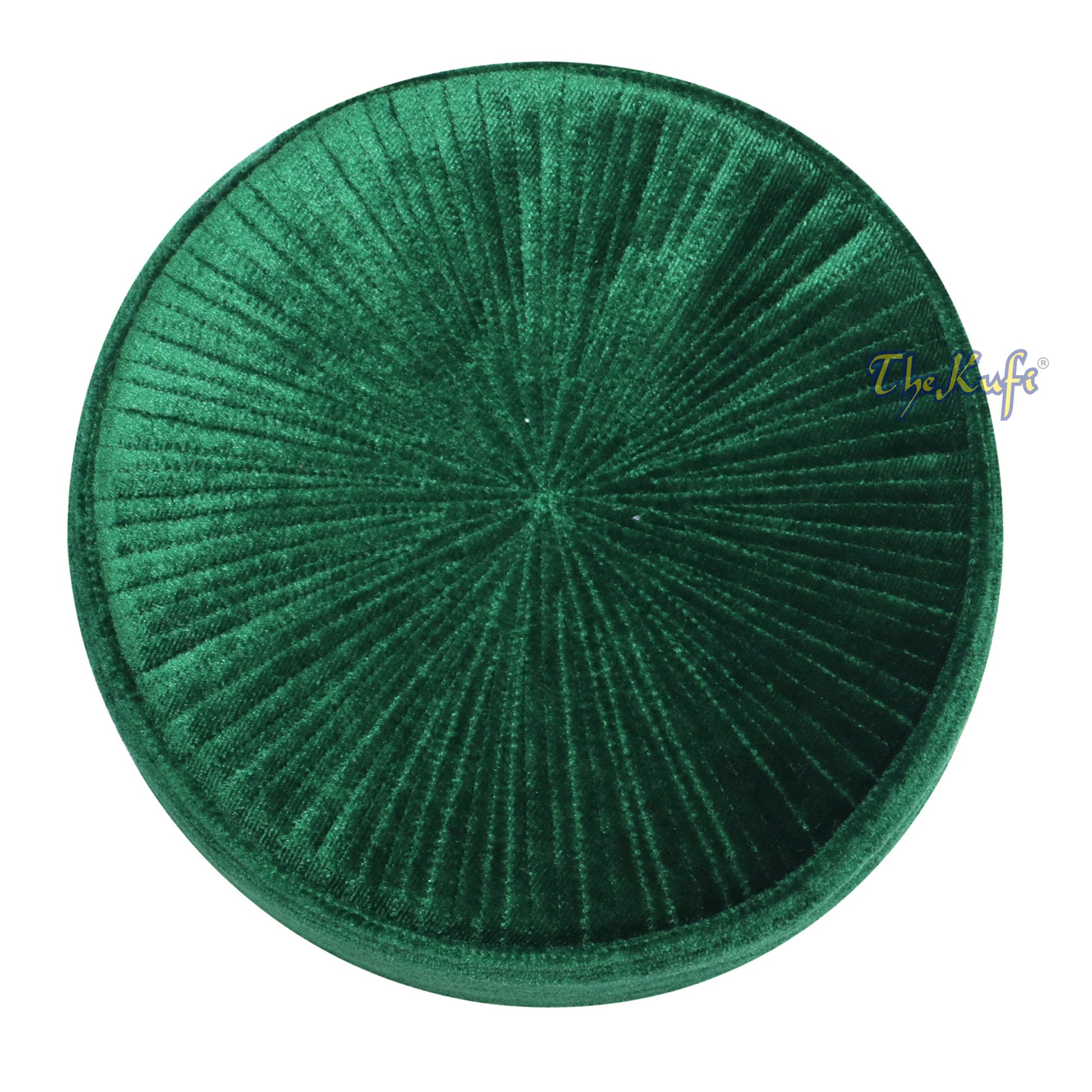 Medina Green Rigid Velvet Turkish Chechen Style Kufi Hat