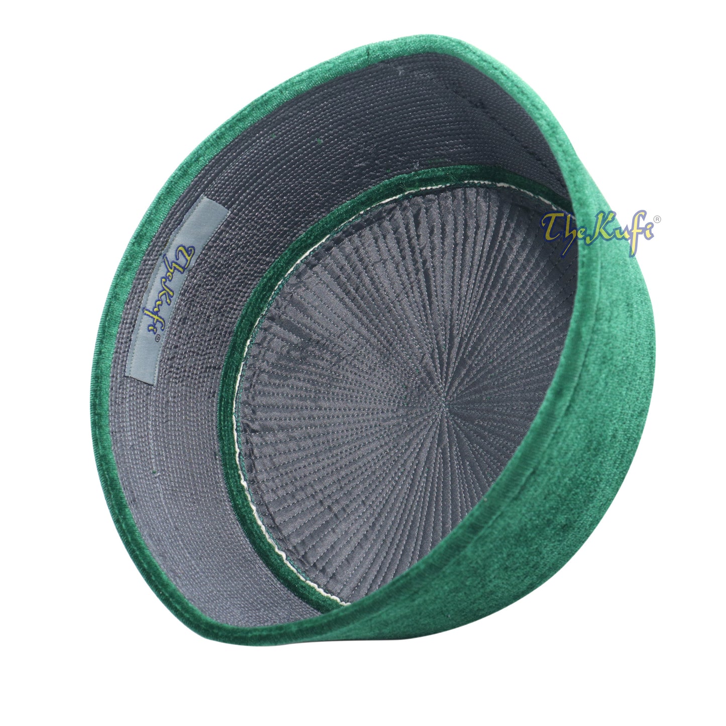 Medina Green Rigid Velvet Turkish Chechen Style Kufi Hat