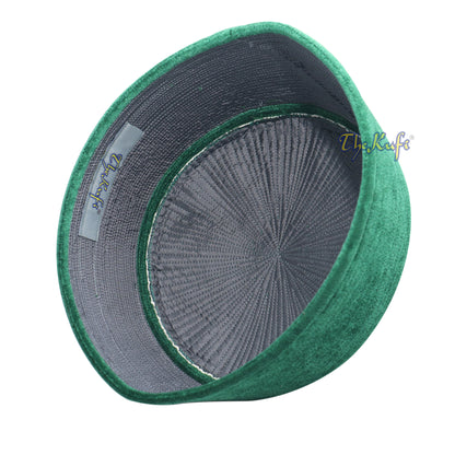 Topi Kufi Gaya Chechen Turki Beludru Kaku Hijau Medina Premium