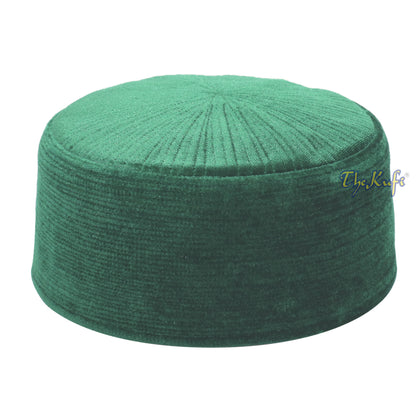 Medina Green Rigid Velvet Turkish Chechen Style Kufi Hat