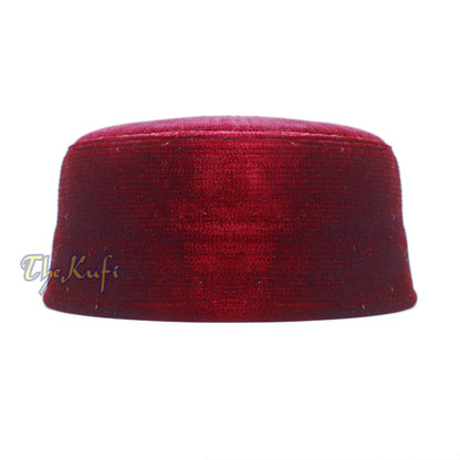Premium Maroon Velvet Turkish Chechen Style Rigid Islamic Kufi Hat