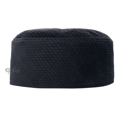 Black Smooth Velvet Semi-Stiff Kufi Hat Turkish Takke Prayer Cap