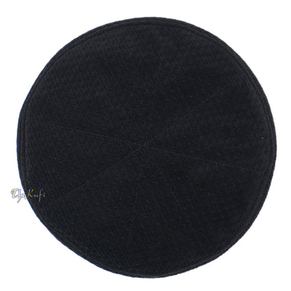 Black Smooth Velvet Semi-Stiff Kufi Hat Turkish Takke Prayer Cap