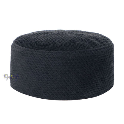 Black Smooth Velvet Semi-Stiff Kufi Hat Turkish Takke Prayer Cap