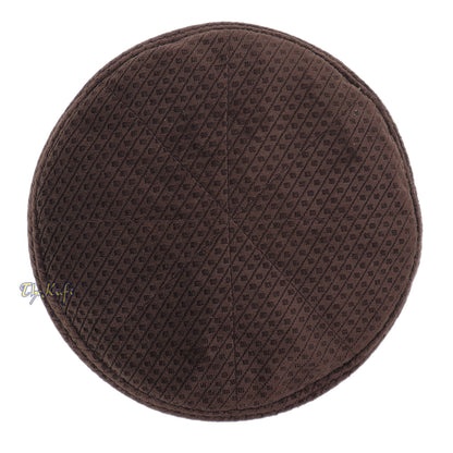 Dark Brown Smooth Velvet Semi-Rigid Kufi Hat Turkish Takke Prayer Cap