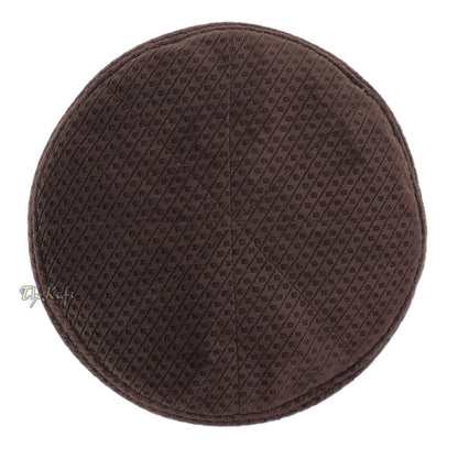 Dark Brown Smooth Velvet Semi-Stiff Kufi Hat Turkish Takke Prayer Cap