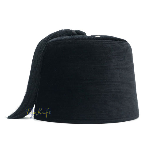 Tall BLACK Velvet Fez – Premium Moorish Moroccan Style Hat with Black Tassel