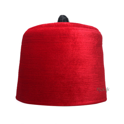 Tall Red Velvet Fez – Premium Moorish Moroccan Style Hat With Black Tassel