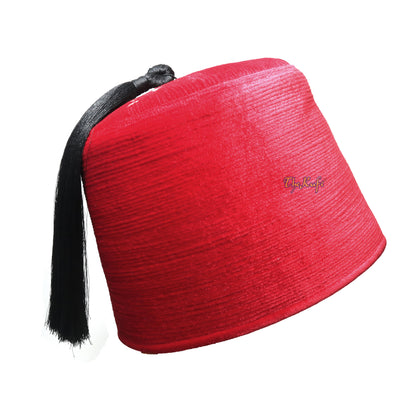 Tall Red Velvet Fez - Premium Moorish Moroccan Style Hat with Black Tassel