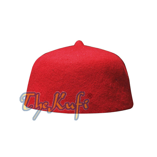 Red Felt Wool Fez Kids Kufi Prayer Hat With Tip