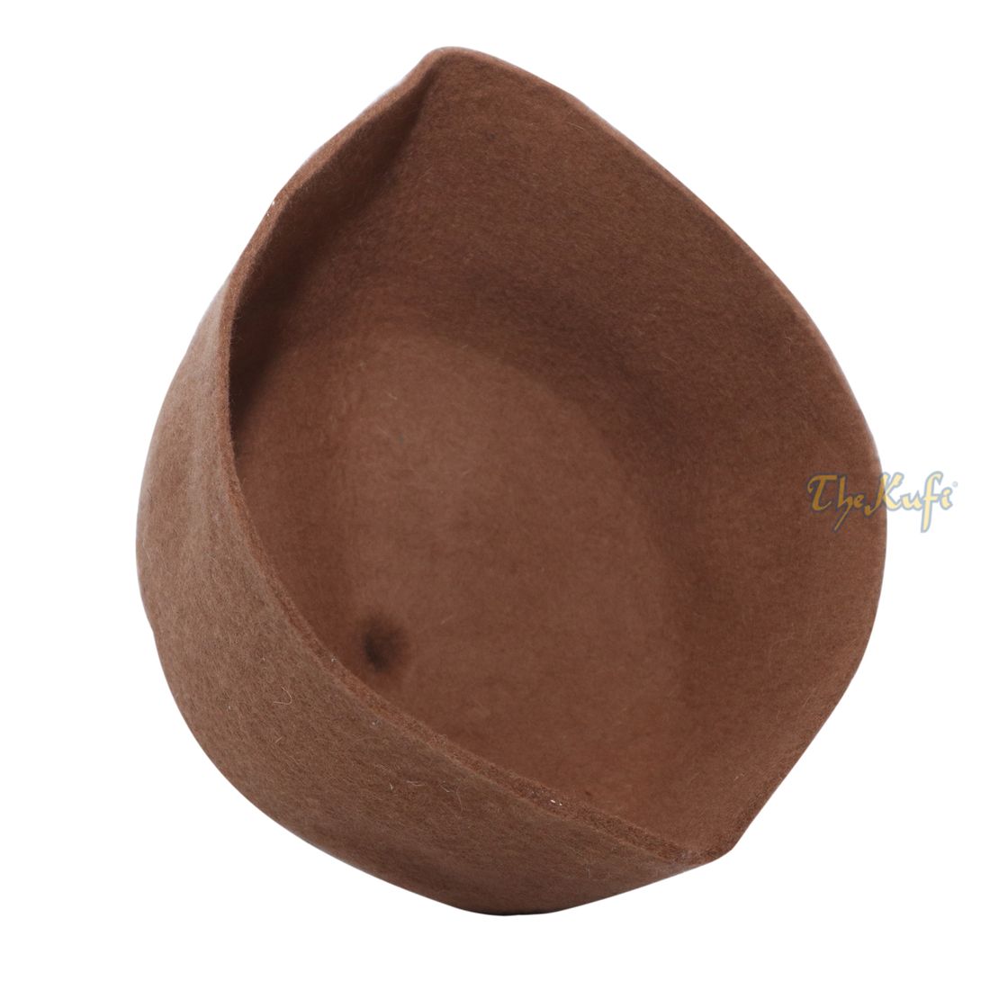 Camel Brown Felt Wool Fez Hat with Tip Kufi Prayer Cap