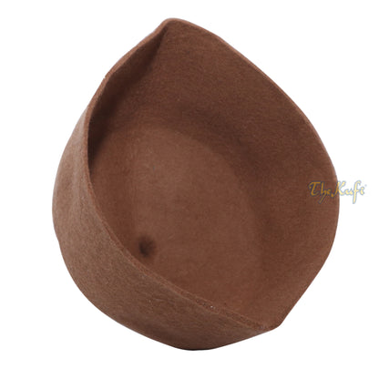 Camel Brown Felt Wool Fez Hat With Tip Kufi Prayer Cap