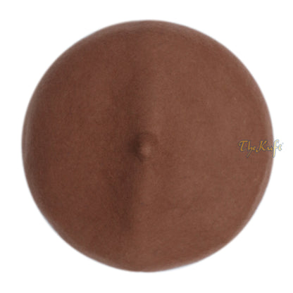 Camel Brown Felt Wool Fez Hat With Tip Kufi Prayer Cap