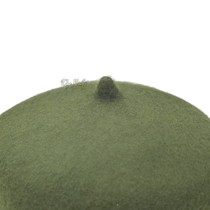 Topi Fez Wol Felt Hijau Tentara Gelap dengan Tip