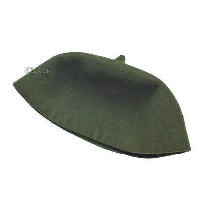 Topi Fez Wol Felt Hijau Tentara Gelap dengan Tip