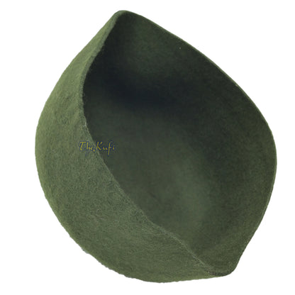 Topi Fez Wol Felt Hijau Tentara Gelap dengan Tip