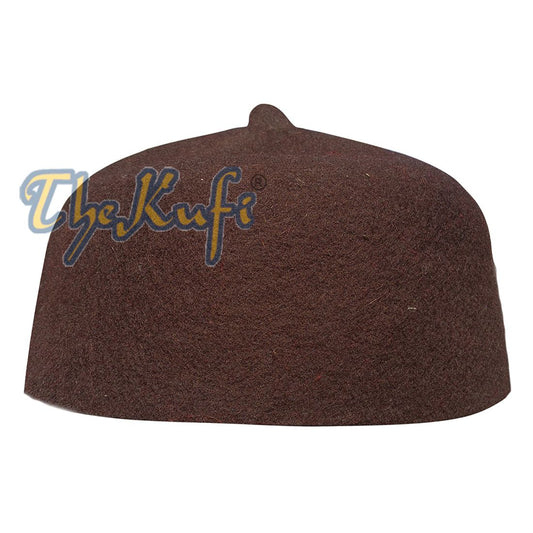 Dark Brown Felt Wool Fez Hat with Tip Kufi Prayer Cap