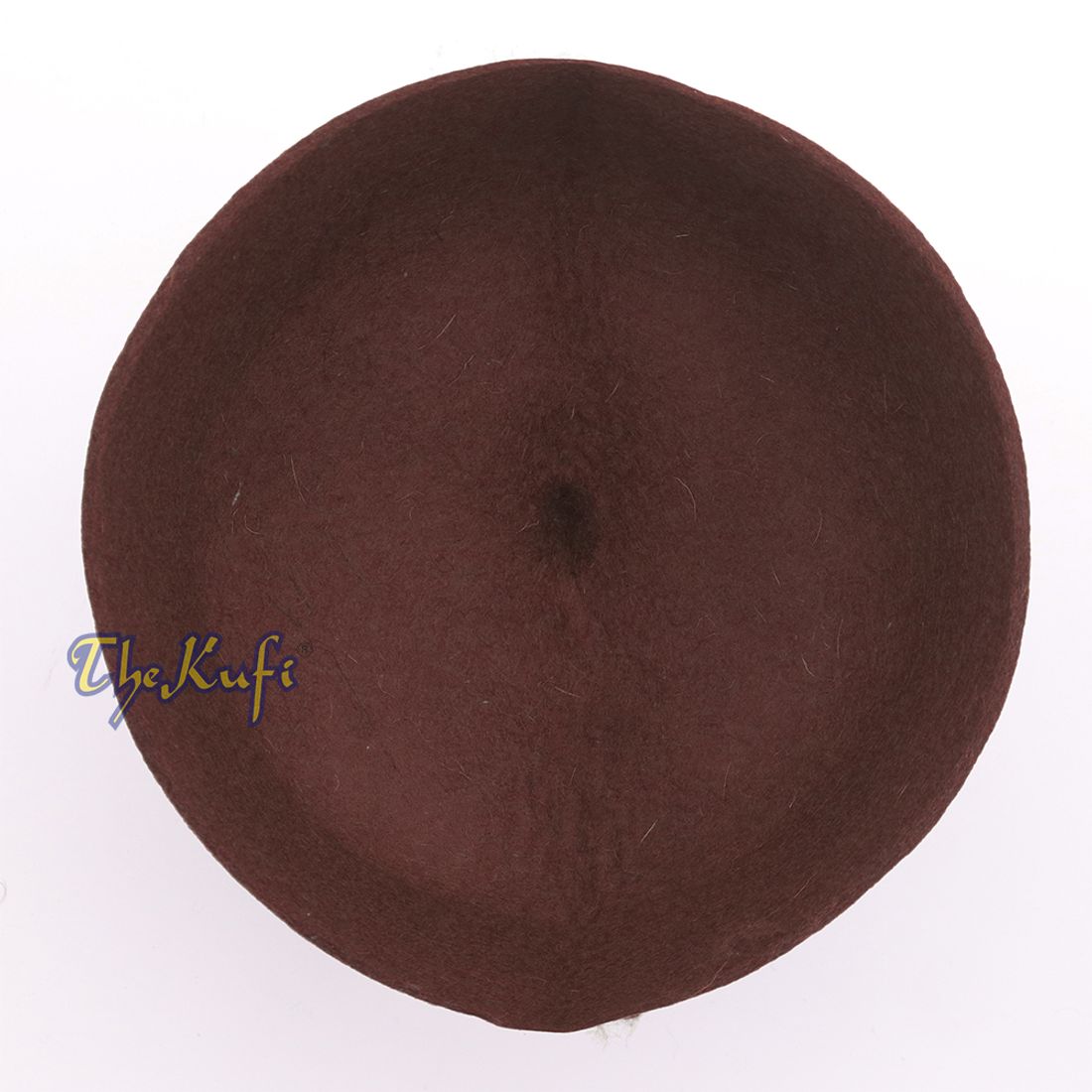 Dark Brown Felt Wool Fez Hat with Tip Kufi Prayer Cap