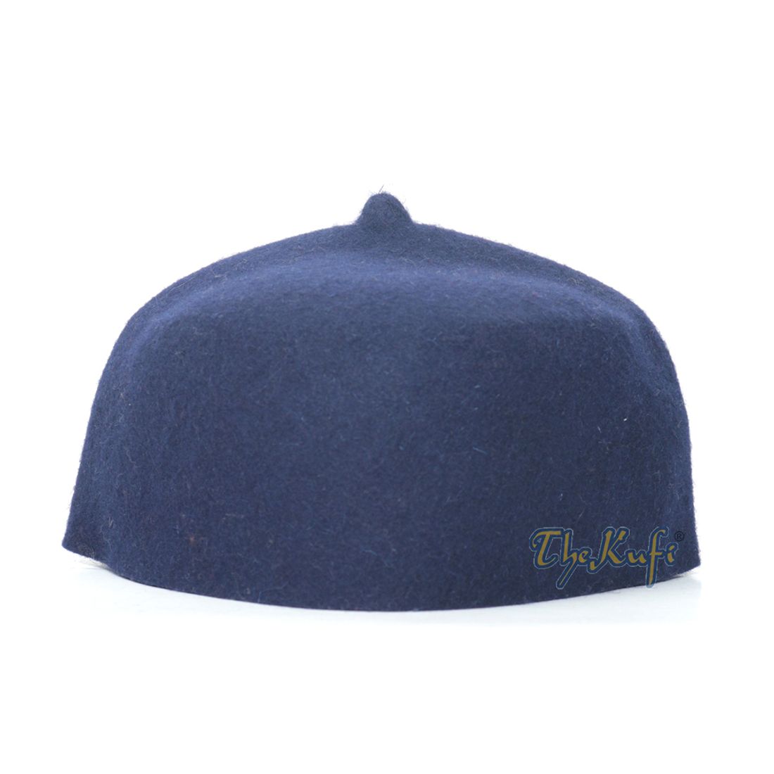 Dark Blue Felt Wool Fez Hat with Tip Kufi Prayer Cap