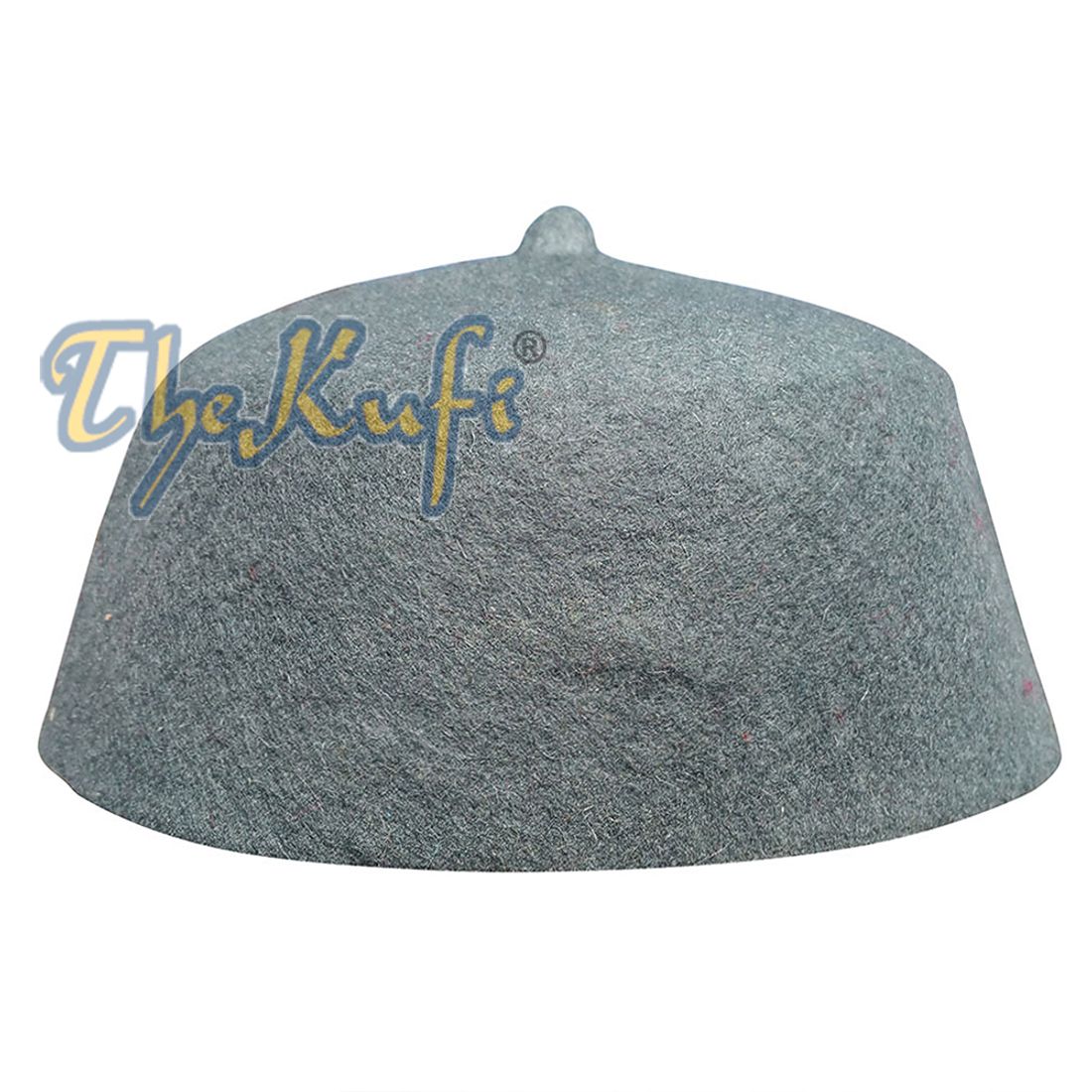 Gray Felt Wool Fez Hat with Tip Kufi Prayer Cap