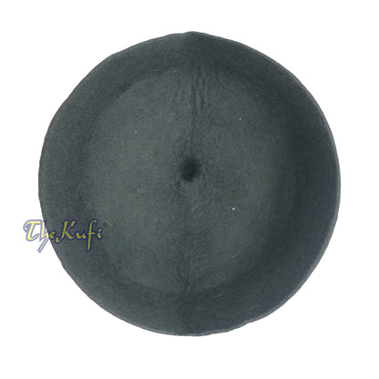Gray Felt Wool Fez Hat with Tip Kufi Prayer Cap