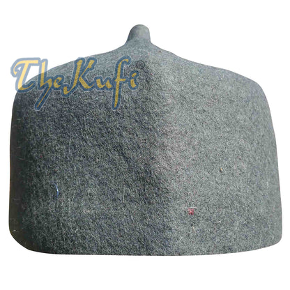 Gray Felt Wool Fez Hat with Tip Kufi Prayer Cap
