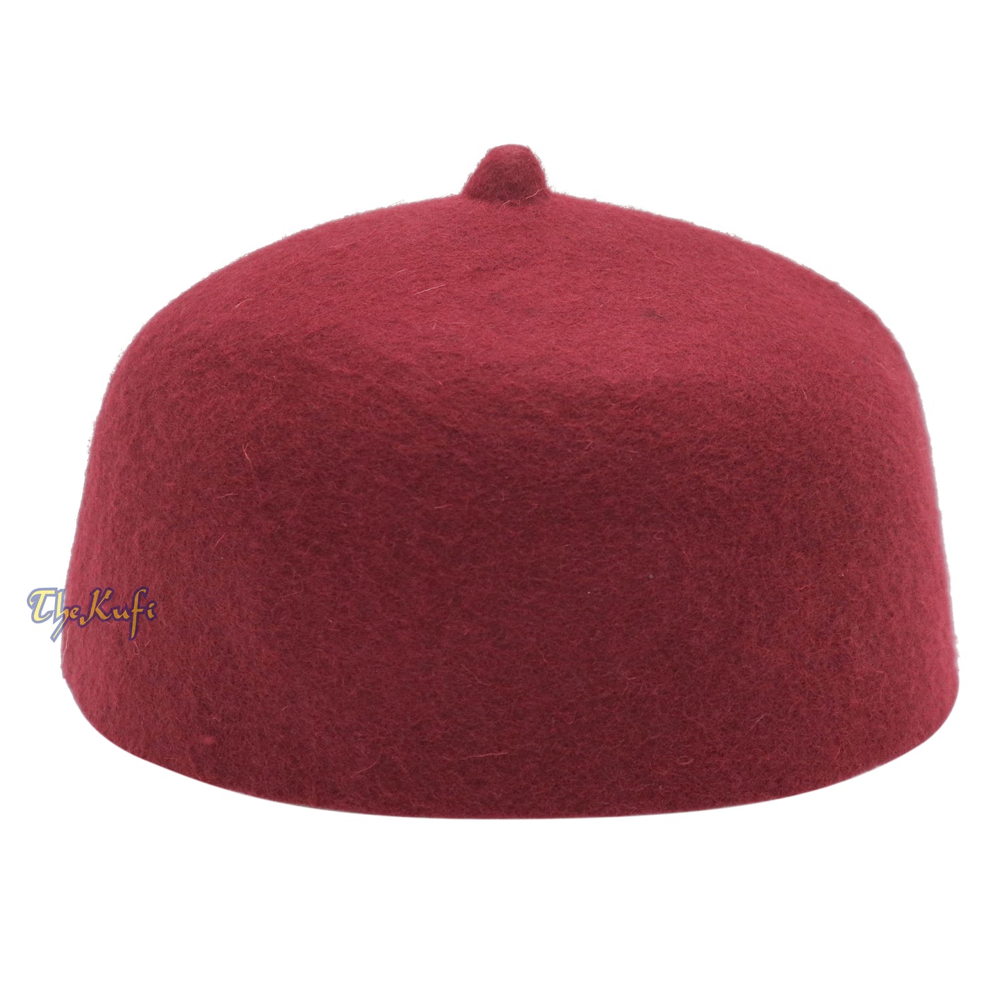 Maroon 100% Wool Felt Fez Muslim Kufi Hat with Tip