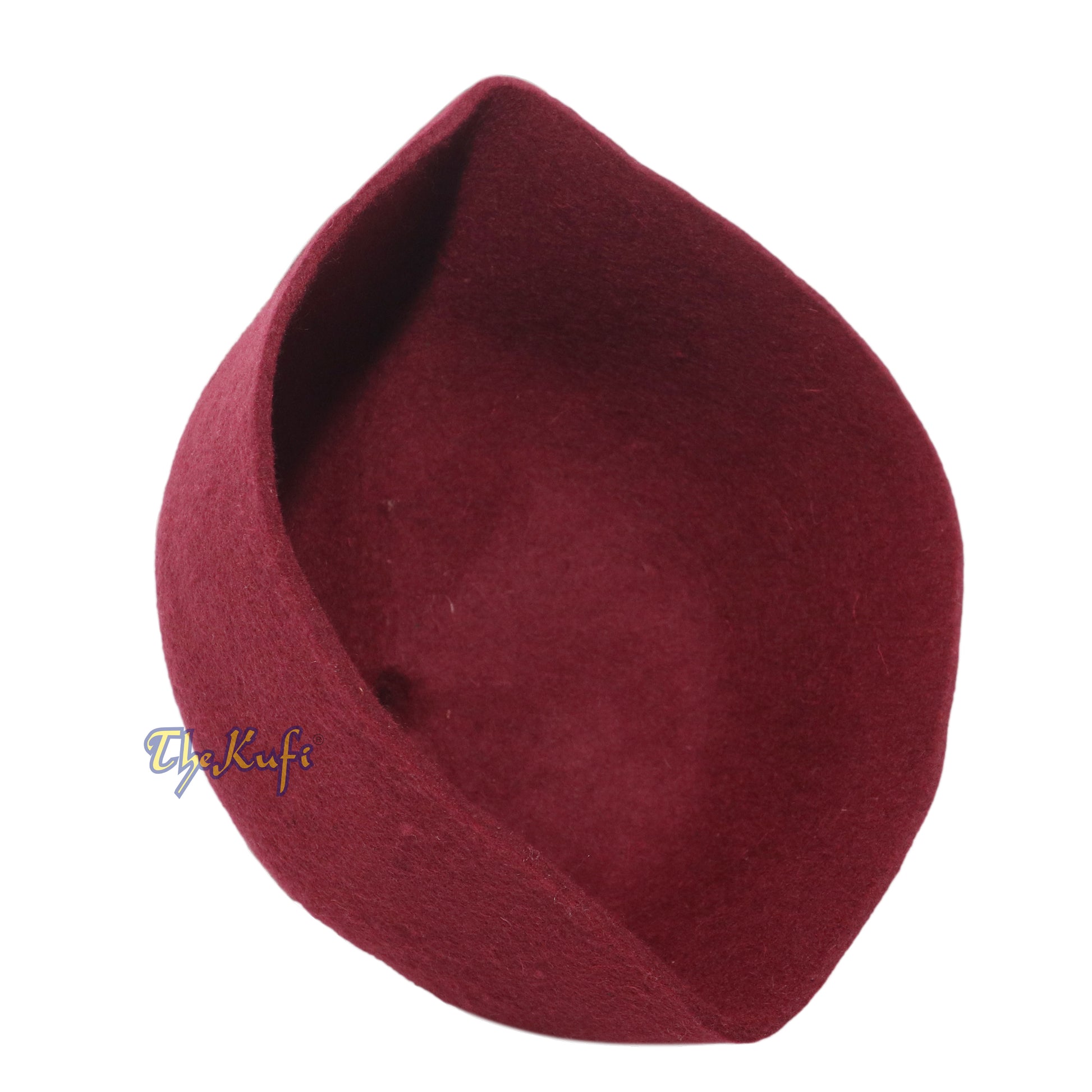 Maroon 100% Wool Felt Fez Muslim Kufi Hat with Tip