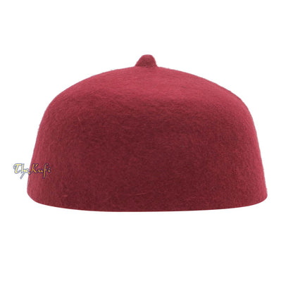 Maroon 100% Wool Felt Fez Muslim Kufi Hat with Tip