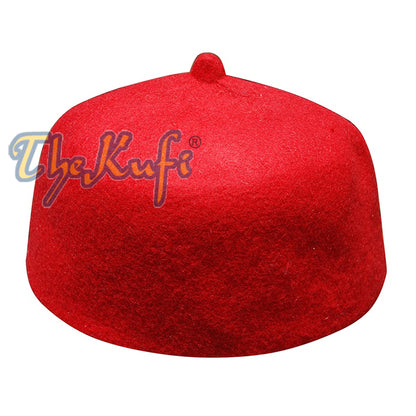 Red Felt Wool Fez Hat With Tip Kufi Prayer Cap