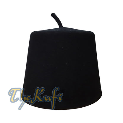 Tall Black Fez Tradition Felt Perforated Tarboosh With Stem