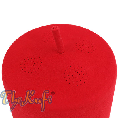 Tall Red Fez Tradition Felt Perforated Tarboosh With Stem