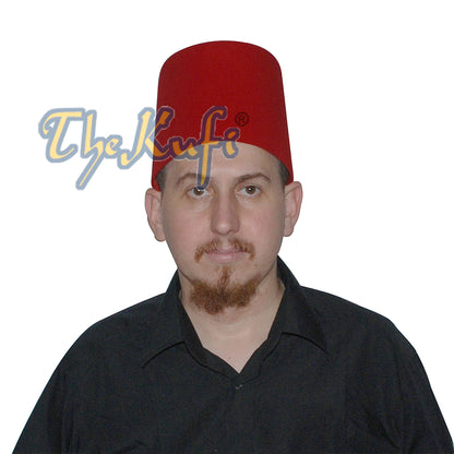 Tall Red Fez Tradition Felt Perforated Tarboosh With Stem