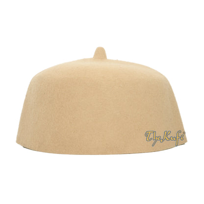 Tan Felt Wool Fez Hat With Tip Kufi Prayer Cap