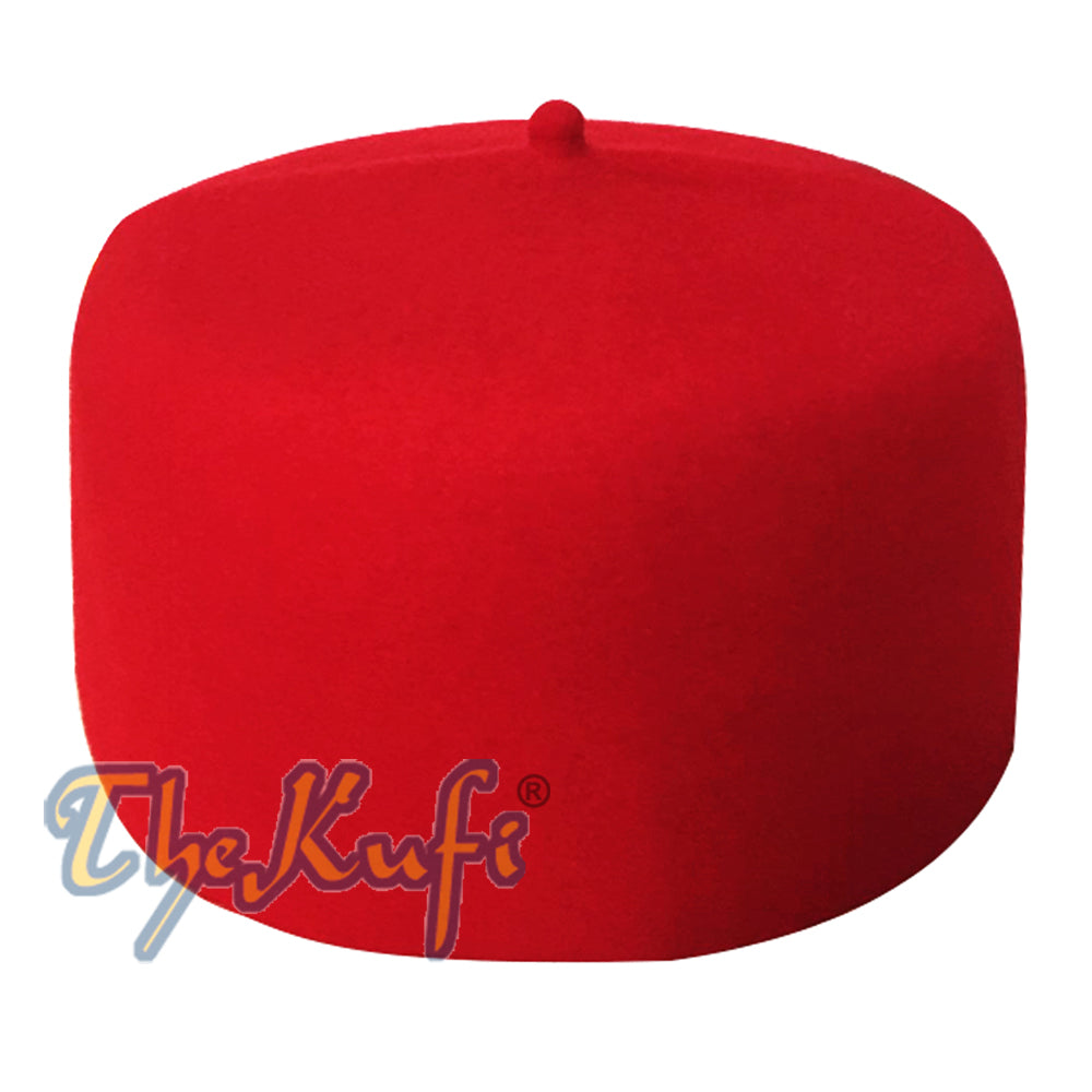 Fez Kufi dari Kain Felt Australia Merah Berkualitas Tinggi dengan Ujung