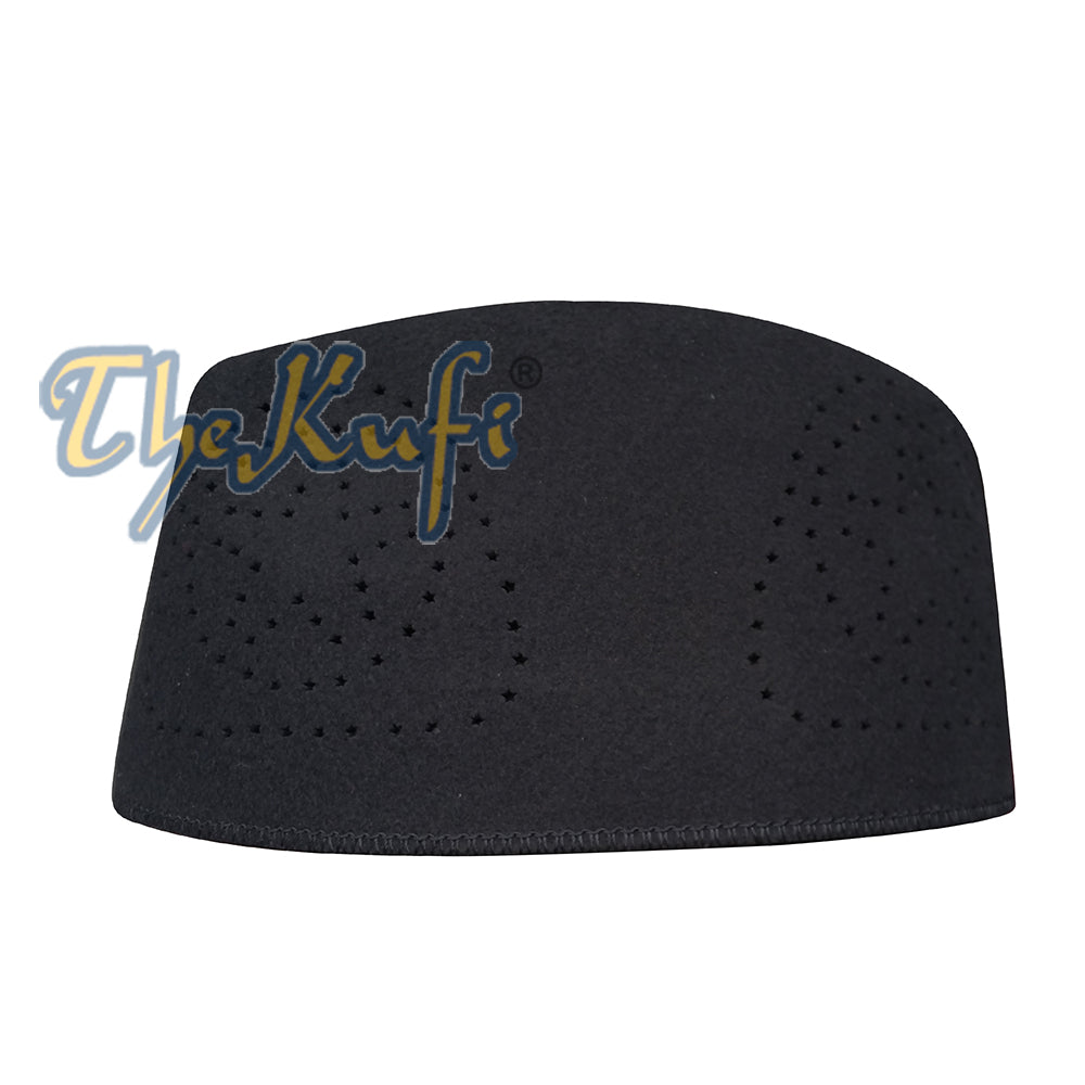 Topi Afrika Fez Hitam Wol Kaku Merasa Kufi Oval Cekung