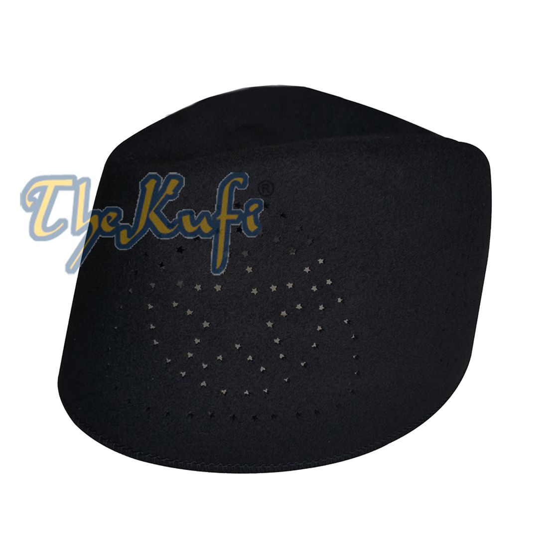 Black Fez African Hat Rigid Wool Felt Concaved Oval Kufi