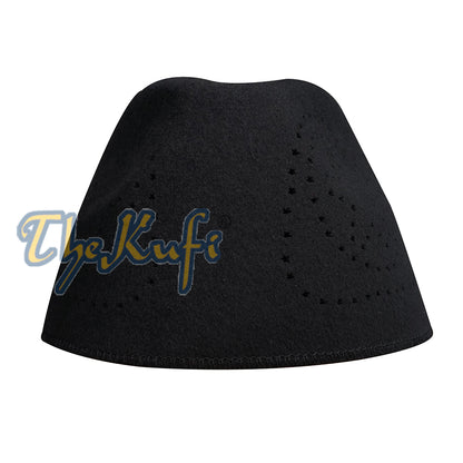 Black Fez African Hat Rigid Wool Felt Concaved Oval Kufi