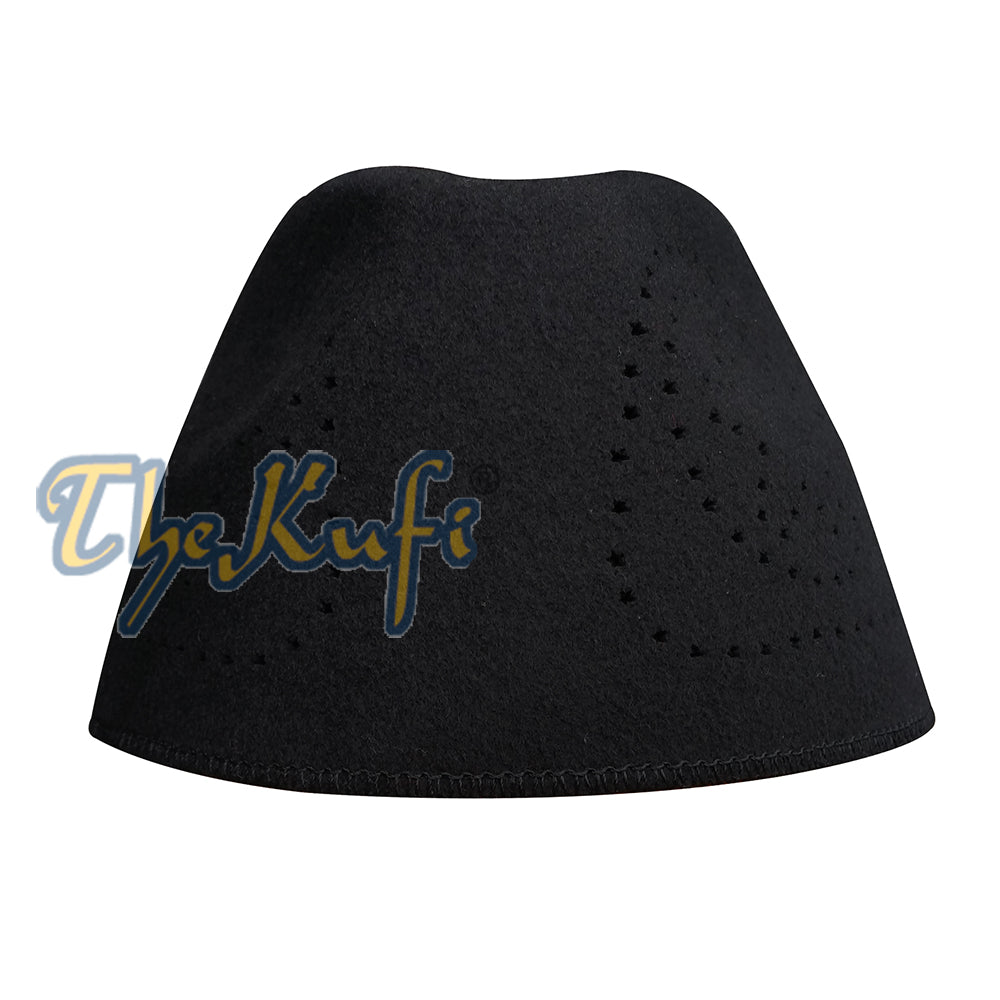 Topi Afrika Fez Hitam Wol Kaku Merasa Kufi Oval Cekung